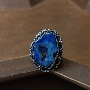 Elegant Blue Stone Silver Ring